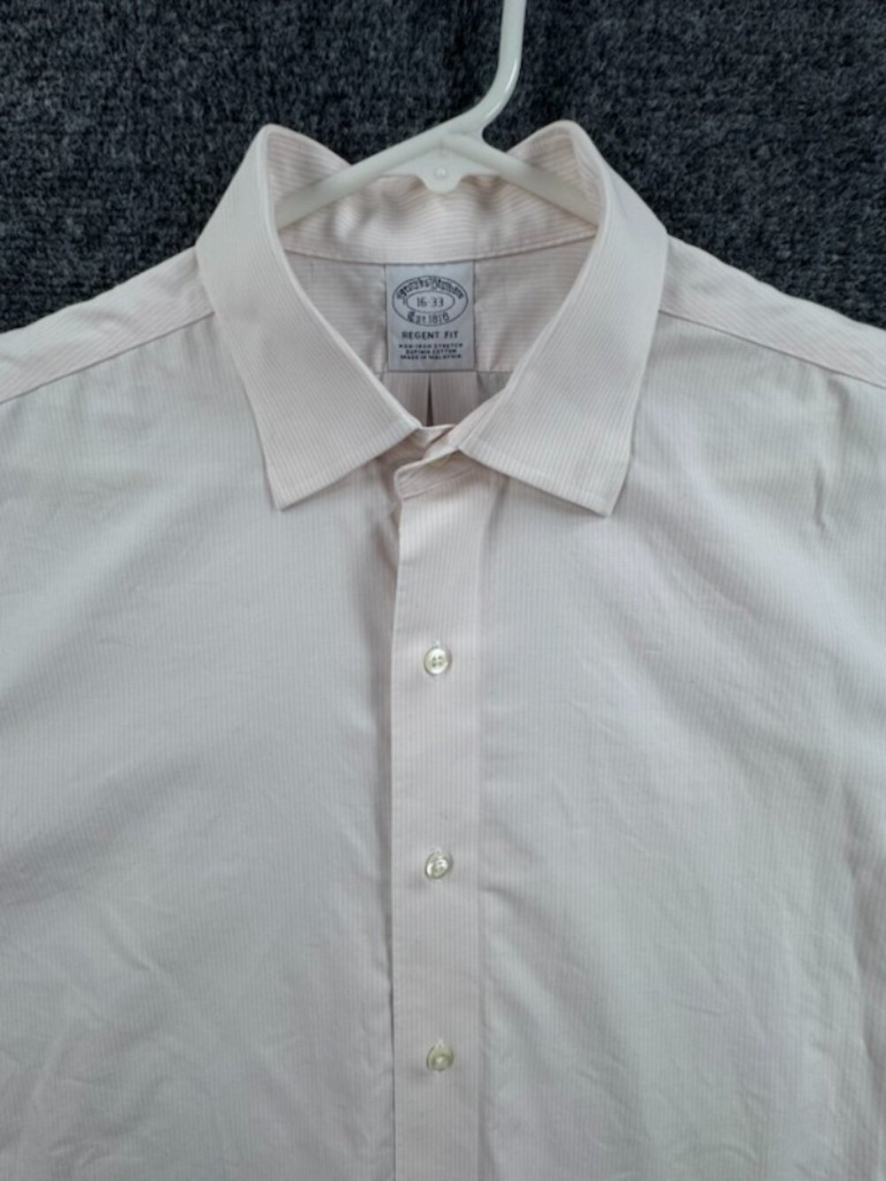 Brooks Brothers Supima Striped 16 33 Pink White Non-Iron Performance Mens Regent